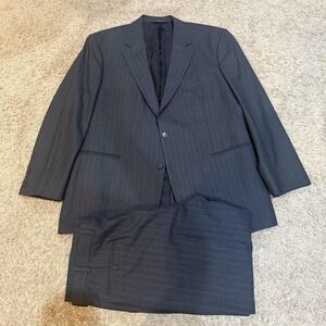 Brooks Brothers 346 Suit Mens 46R 36x30 Gray Pinstripe Wool Stretch 2 Piece